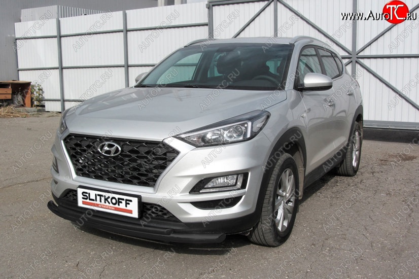 10 649 р. Защита переднего бампера Turbo Slitkoff (двойная, d57/42 мм)  Hyundai Tucson  TL (2018-2021) рестайлинг (Сталь с полимерным покрытием. Цвет: чёрный)  с доставкой в г. Москва