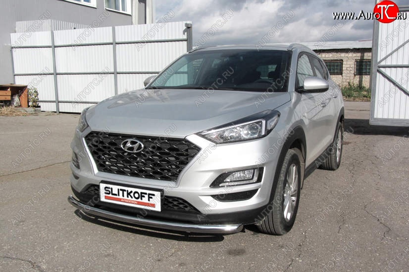 14 449 р. Защита переднего бампера Turbo Slitkoff (d57 мм)  Hyundai Tucson  TL (2018-2021) рестайлинг (Нержавейка, Полированная)  с доставкой в г. Москва