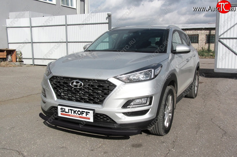 9 999 р. Защита переднего бампера Turbo Slitkoff (d57 мм)  Hyundai Tucson  TL (2018-2021) рестайлинг (Сталь с полимерным покрытием. Цвет: чёрный)  с доставкой в г. Москва