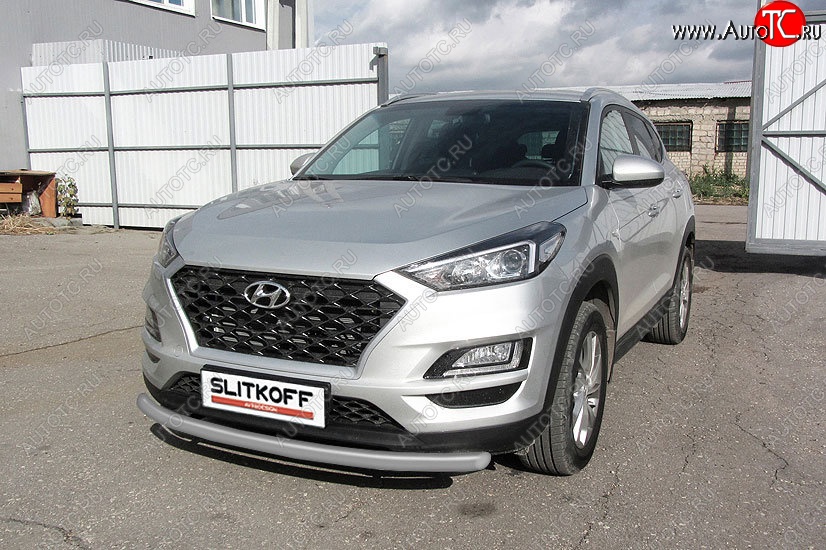 9 999 р. Защита переднего бампера Turbo Slitkoff (d57 мм)  Hyundai Tucson  TL (2018-2021) рестайлинг (Сталь с полимерным покрытием. Цвет: серебристый)  с доставкой в г. Москва