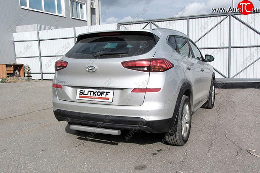 6 199 р. Защита заднего бампера Slitkoff (d57 мм) Hyundai Tucson TL рестайлинг (2018-2021) (Сталь с полимерным покрытием. Цвет: серебристый)  с доставкой в г. Москва