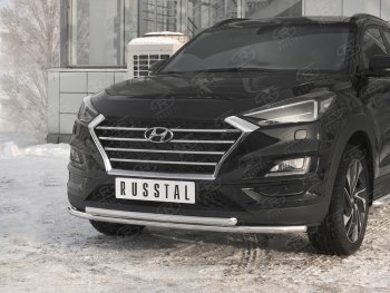 17 349 р. Защита переднего бампера (2 трубы Ø42 мм, нержавейка) SLITKOFF  Hyundai Tucson  TL (2018-2021) рестайлинг  с доставкой в г. Москва. Увеличить фотографию 2