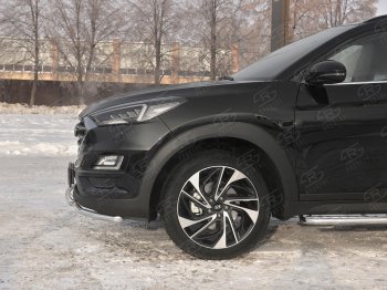 17 349 р. Защита переднего бампера (2 трубы Ø42 мм, нержавейка) SLITKOFF  Hyundai Tucson  TL (2018-2021) рестайлинг  с доставкой в г. Москва. Увеличить фотографию 4