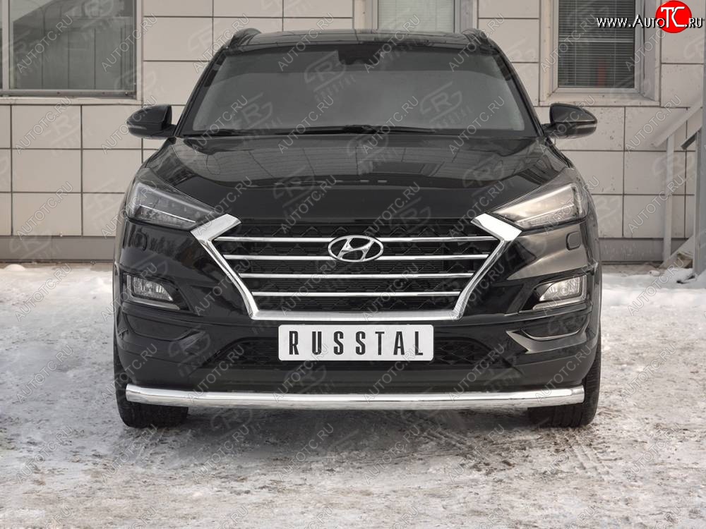 15 549 р. Защита переднего бампера (Ø 63 мм, нержавейка) SLITKOFF  Hyundai Tucson  TL (2018-2021) рестайлинг  с доставкой в г. Москва