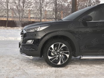 15 549 р. Защита переднего бампера (Ø 63 мм, нержавейка) SLITKOFF  Hyundai Tucson  TL (2018-2021) рестайлинг  с доставкой в г. Москва. Увеличить фотографию 3