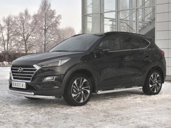 17 899 р. Защита переднего бампера (2 трубы Ø63 и 42 мм, нержавейка) SLITKOFF  Hyundai Tucson  TL (2018-2021) рестайлинг  с доставкой в г. Москва. Увеличить фотографию 2