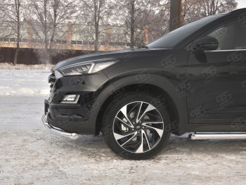 17 899 р. Защита переднего бампера (2 трубы Ø63 и 42 мм, нержавейка) SLITKOFF  Hyundai Tucson  TL (2018-2021) рестайлинг  с доставкой в г. Москва. Увеличить фотографию 3