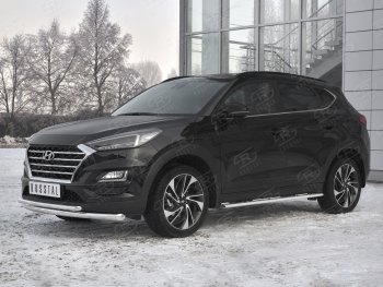 17 599 р. Защита переднего бампера (2 трубы Ø63 и 42 мм, нержавейка) SLITKOFF  Hyundai Tucson  TL (2018-2021) рестайлинг  с доставкой в г. Москва. Увеличить фотографию 2