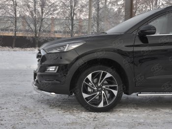 17 599 р. Защита переднего бампера (2 трубы Ø63 и 42 мм, нержавейка) SLITKOFF  Hyundai Tucson  TL (2018-2021) рестайлинг  с доставкой в г. Москва. Увеличить фотографию 3