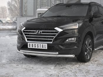 17 599 р. Защита переднего бампера (2 трубы Ø63 и 42 мм, нержавейка) SLITKOFF  Hyundai Tucson  TL (2018-2021) рестайлинг  с доставкой в г. Москва. Увеличить фотографию 4