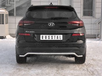 Защита заднего бампера (Ø42 мм волна, нержавейка) SLITKOFF Hyundai (Хюндаи) Tucson (Туссон)  TL (2018-2021) TL рестайлинг