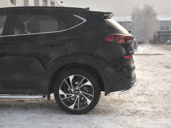 16 499 р. Защита заднего бампера (Ø42 мм волна, нержавейка) SLITKOFF Hyundai Tucson TL рестайлинг (2018-2021)  с доставкой в г. Москва. Увеличить фотографию 2