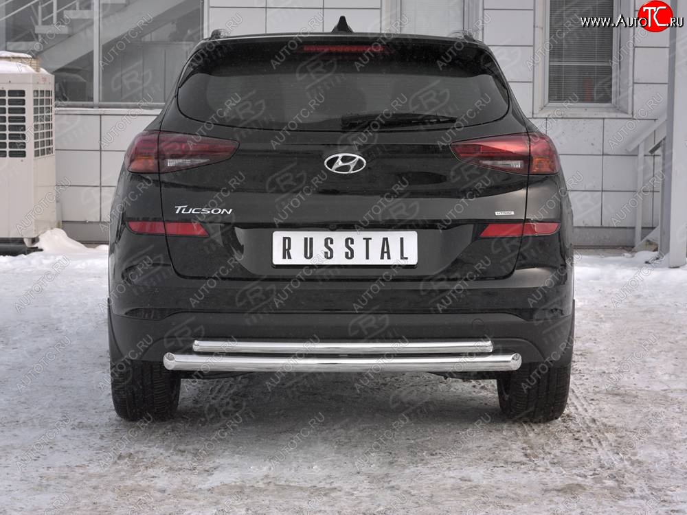 18 999 р. Защита заднего бампера (Ø63/42 мм, нержавейка) SLITKOFF  Hyundai Tucson  TL (2018-2021) рестайлинг  с доставкой в г. Москва