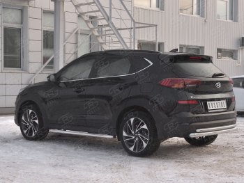 18 999 р. Защита заднего бампера (Ø63/42 мм, нержавейка) SLITKOFF  Hyundai Tucson  TL (2018-2021) рестайлинг  с доставкой в г. Москва. Увеличить фотографию 2