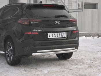 18 999 р. Защита заднего бампера (Ø63/42 мм, нержавейка) SLITKOFF  Hyundai Tucson  TL (2018-2021) рестайлинг  с доставкой в г. Москва. Увеличить фотографию 3