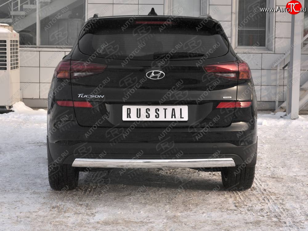 14 999 р. Защита заднего бампера (Ø75x42 мм, нержавейка) Russtal Hyundai Tucson TL рестайлинг (2018-2021)  с доставкой в г. Москва