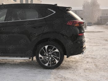 14 999 р. Защита заднего бампера (Ø75x42 мм, нержавейка) Russtal Hyundai Tucson TL рестайлинг (2018-2021)  с доставкой в г. Москва. Увеличить фотографию 3