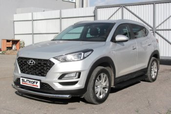 14 999 р. Пороги алюминиевые Slitkoff Hyundai Tucson TL рестайлинг (2018-2021) (Optima Black )  с доставкой в г. Москва. Увеличить фотографию 2