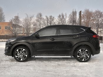 16 299 р. Защита порогов Russtal (Ø63 мм, нержавейка) Russtal  Hyundai Tucson  TL (2018-2021) рестайлинг (С пластиковыми заглушками на торцах)  с доставкой в г. Москва. Увеличить фотографию 1