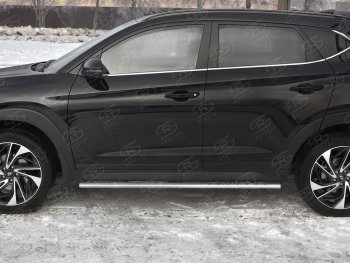 21 749 р. Защита порогов (Ø75x42 мм с проступью, нержавейка) Russtal Hyundai Tucson TL рестайлинг (2018-2021)  с доставкой в г. Москва. Увеличить фотографию 2