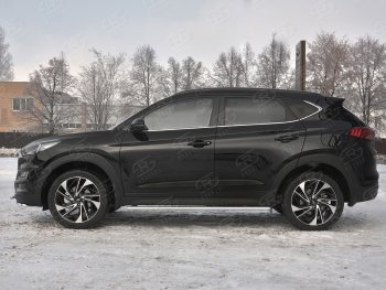 21 749 р. Защита порогов (Ø75x42 мм с проступью, нержавейка) Russtal Hyundai Tucson TL рестайлинг (2018-2021)  с доставкой в г. Москва. Увеличить фотографию 3