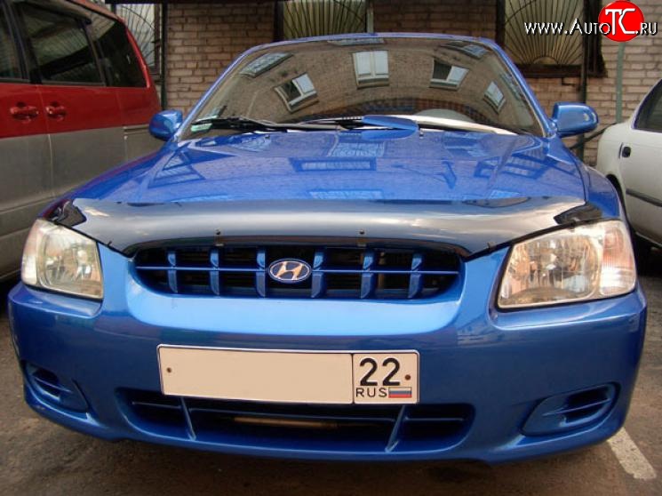 2 699 р. Дефлектор капота NovLine Hyundai Accent седан ТагАЗ (2001-2012)  с доставкой в г. Москва