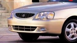 3 599 р. Передний бампер Стандартный Hyundai Accent седан ТагАЗ (2001-2012) (Окрашенный)  с доставкой в г. Москва. Увеличить фотографию 1