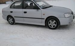 4 099 р. Пороги накладки Style  Hyundai Accent  седан ТагАЗ (2001-2012) (Неокрашенные)  с доставкой в г. Москва. Увеличить фотографию 3