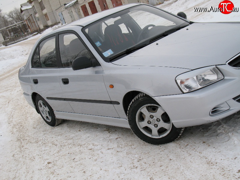 1 299 р. Реснички Classic-Style на фары  Hyundai Accent  седан ТагАЗ (2001-2012) (Неокрашенные)  с доставкой в г. Москва