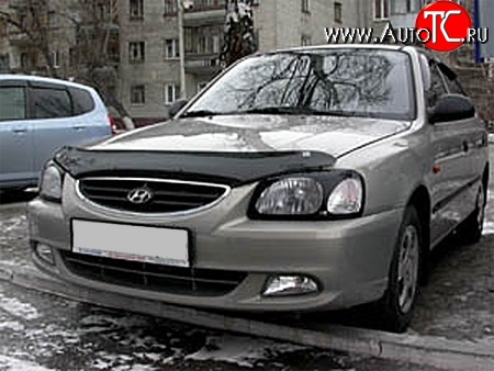 1 484 р. Защита передних фар NovLine (очки) .  Hyundai Accent  седан ТагАЗ (2001-2012)  с доставкой в г. Москва