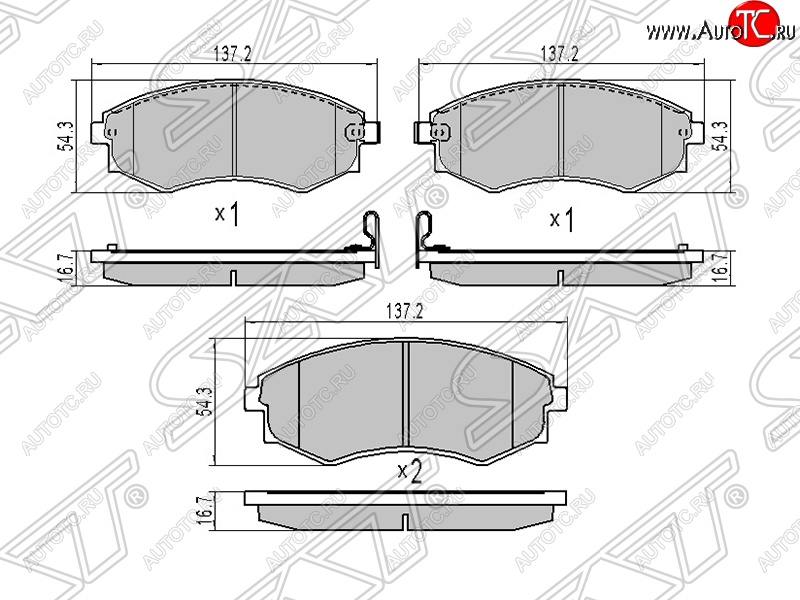 1 289 р. Колодки тормозные SAT (передние)  Hyundai Sonata  EF (2001-2013), SSANGYONG Korando  2 (1996-2006), SSANGYONG Musso (1993-2005), SSANGYONG Rexton  Y200 (2001-2006)  с доставкой в г. Москва