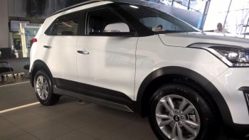 7 349 р. Пластиковые пороги АвтоКрат Hyundai Creta GS рестайлинг (2019-2021) (Неокрашенные)  с доставкой в г. Москва. Увеличить фотографию 2