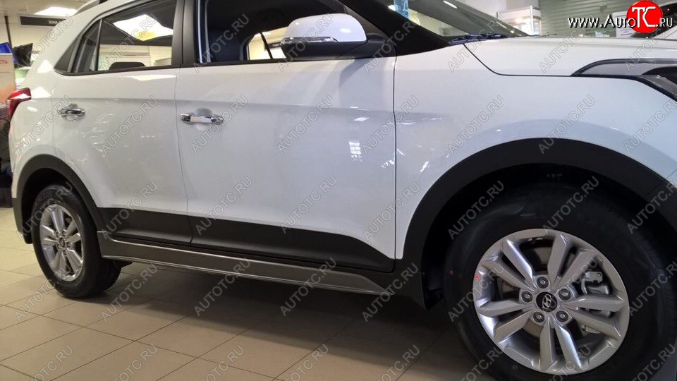 7 349 р. Пластиковые пороги АвтоКрат Hyundai Creta GS рестайлинг (2019-2021) (Неокрашенные)  с доставкой в г. Москва