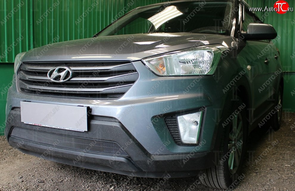 1 469 р. Защитная сетка на бампер Russtal (черная) Hyundai Creta GS дорестайлинг (2015-2019)  с доставкой в г. Москва