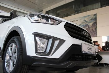 2 269 р. Накладки на ПТФ АвтоКрат Hyundai Creta GS дорестайлинг (2015-2019) (Неокрашенные)  с доставкой в г. Москва. Увеличить фотографию 2