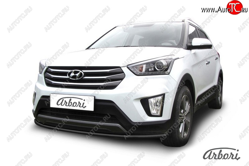 5 399 р. Защита переднего бампера Arbori (черная, 1 труба d42 mm). Hyundai Creta GS рестайлинг (2019-2021)  с доставкой в г. Москва