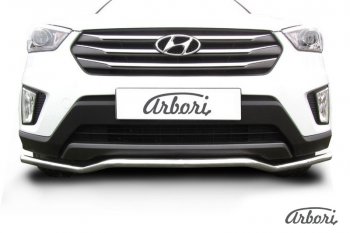 4 799 р. Защита переднего бампера Arbori (волна, нержавейка, 1 труба d42 mm). Hyundai Creta GS рестайлинг (2019-2021)  с доставкой в г. Москва. Увеличить фотографию 2