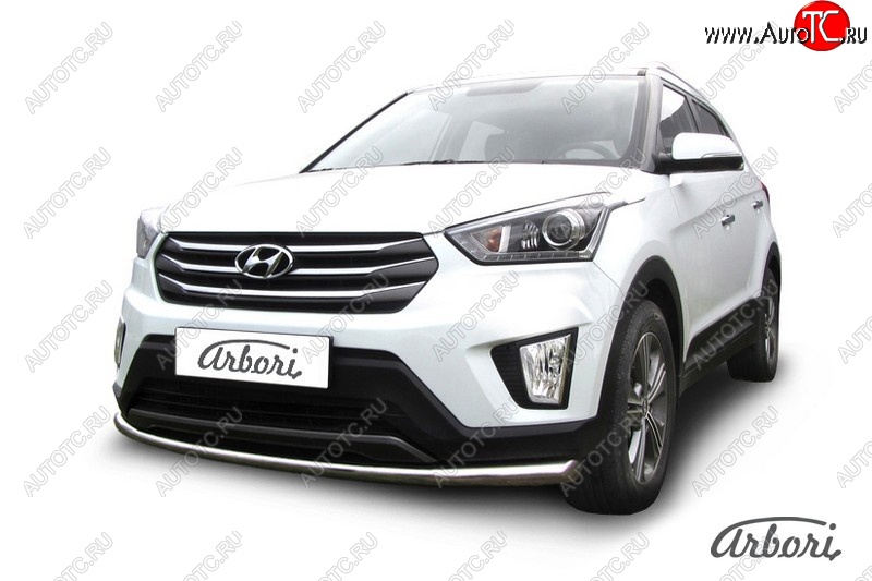 4 899 р. Защита переднего бампера Arbori (нержавейка, 1 труба d57 mm). Hyundai Creta GS рестайлинг (2019-2021)  с доставкой в г. Москва