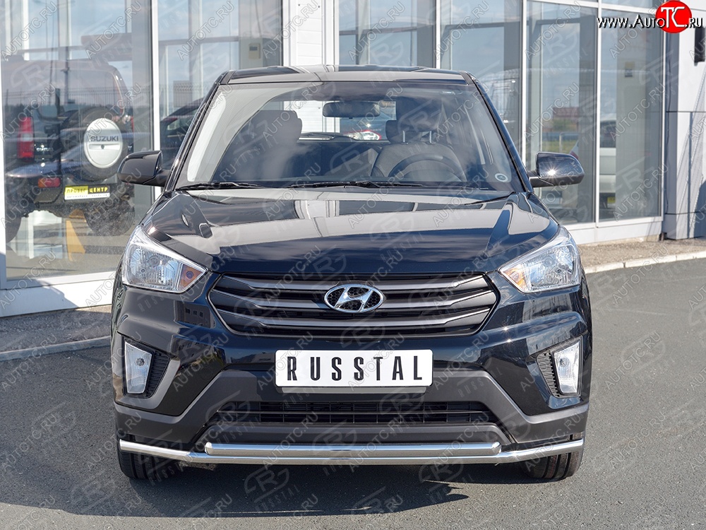 18 999 р. Защита переднего бампера (2 трубыØ42 мм, нержавейка) SLITKOFF Hyundai Creta GS дорестайлинг (2015-2019)  с доставкой в г. Москва