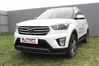 Защита переднего бампер из трубы d42 Slitkoff (дуга) Hyundai Creta GS рестайлинг (2019-2021)