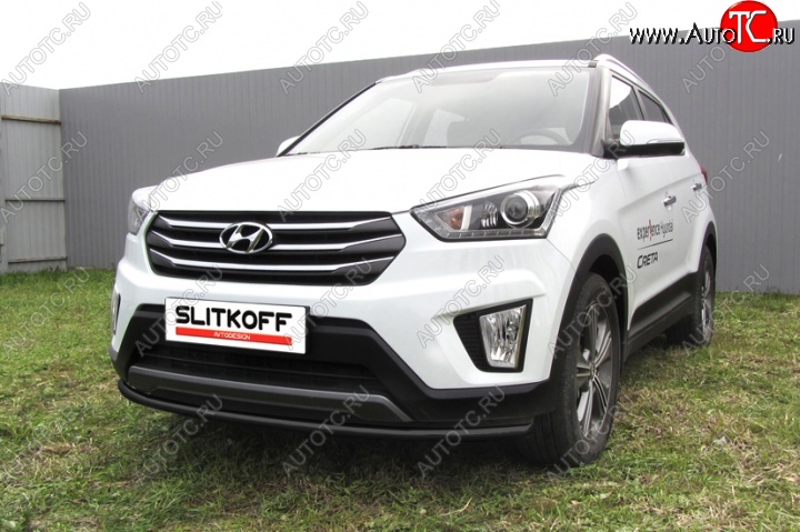 8 349 р. Защита переднего бампер из трубы d42 Slitkoff (дуга) Hyundai Creta GS дорестайлинг (2015-2019) (Цвет: серебристый)  с доставкой в г. Москва