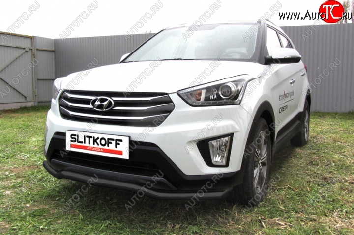 8 849 р. Защита переднего бампер из трубы d57 Slitkoff (волна) Hyundai Creta GS дорестайлинг (2015-2019) (Цвет: серебристый)  с доставкой в г. Москва