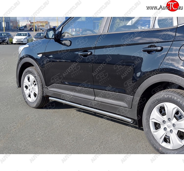 18 349 р. Защита порогов из круглой трубы d42 мм SLITKOFF v3 Hyundai Creta GS дорестайлинг (2015-2019)  с доставкой в г. Москва