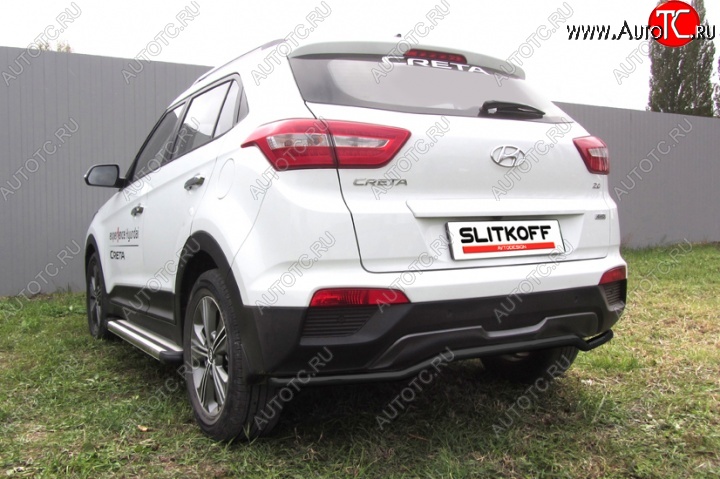 7 749 р. Защита заднего бампера из трубы d42 Slitkoff (волна) Hyundai Creta GS дорестайлинг (2015-2019) (Цвет: серебристый)  с доставкой в г. Москва