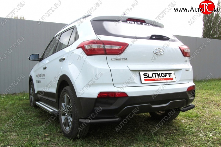 6 799 р. Защита заднего бампера из уголков d57 Slitkoff Hyundai Creta GS дорестайлинг (2015-2019) (Цвет: серебристый)  с доставкой в г. Москва