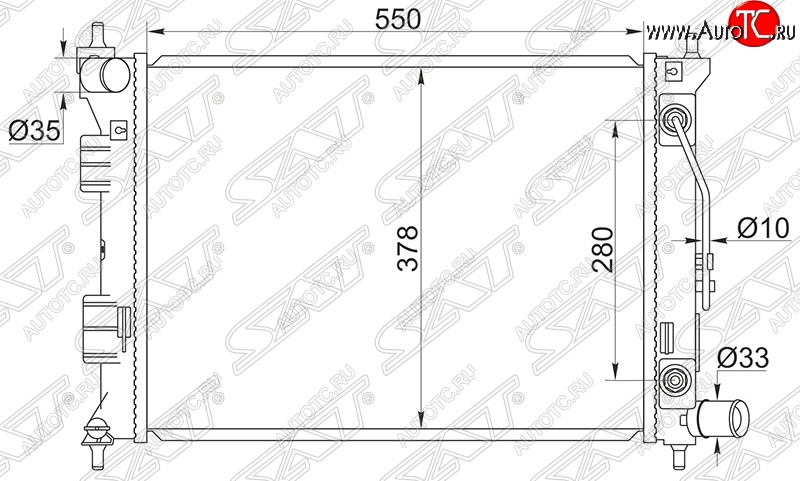 5 549 р. Радиатор двигателя SAT (пластинчатый, МКПП/АКПП) Hyundai Elantra MD дорестайлинг (2010-2013)  с доставкой в г. Москва