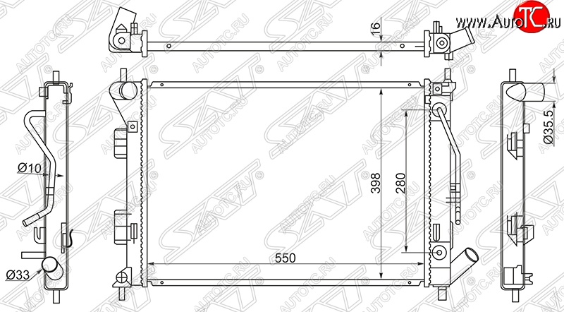4 599 р. Радиатор двигателя SAT (трубчатый, МКПП/АКПП)  Hyundai Creta (GS), Elantra (MD), I30 (2 GD), KIA Ceed (2 JD), Cerato (3 YD), Soul (AM)  с доставкой в г. Москва
