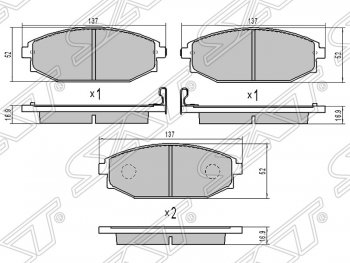 999 р. Колодки тормозные SAT (передние)  Hyundai Galloper (1998-2003), KIA Sorento  BL (2002-2010), Mitsubishi Pajero ( 2 V30/V40 5 дв.,  2 V20,  2 V30/V40) (1991-1999)  с доставкой в г. Москва. Увеличить фотографию 1