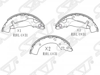 1 439 р. Колодки тормозные SAT (задние) Hyundai Getz TB хэтчбэк 5 дв. дорестайлинг (2002-2005)  с доставкой в г. Москва. Увеличить фотографию 1