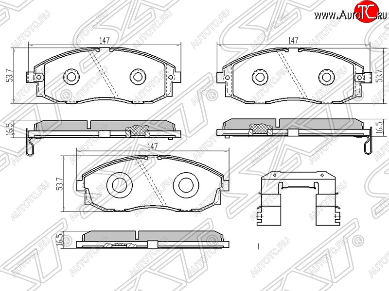 1 599 р. Колодки тормозные SAT (передние)  Hyundai Porter ( AU,KR,  HR) - Starex/H1  A1  с доставкой в г. Москва